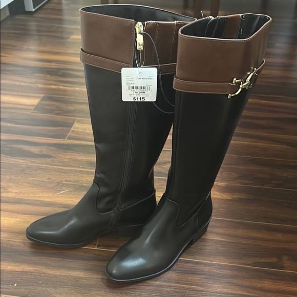 Liz Claiborne Riding Boots Knee High Equestrian‎ Style Two Tone - Picture 1 of 8